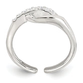 Sterling Silver Polished Fancy CZ Adjustable Toe Ring